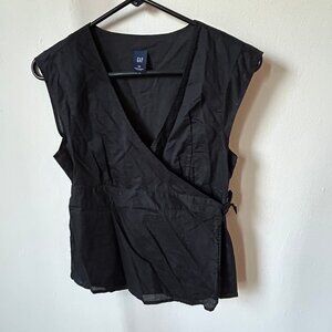 GAP Black Sleeveless Criss-Cross Wrap Around Top - cotton - XS